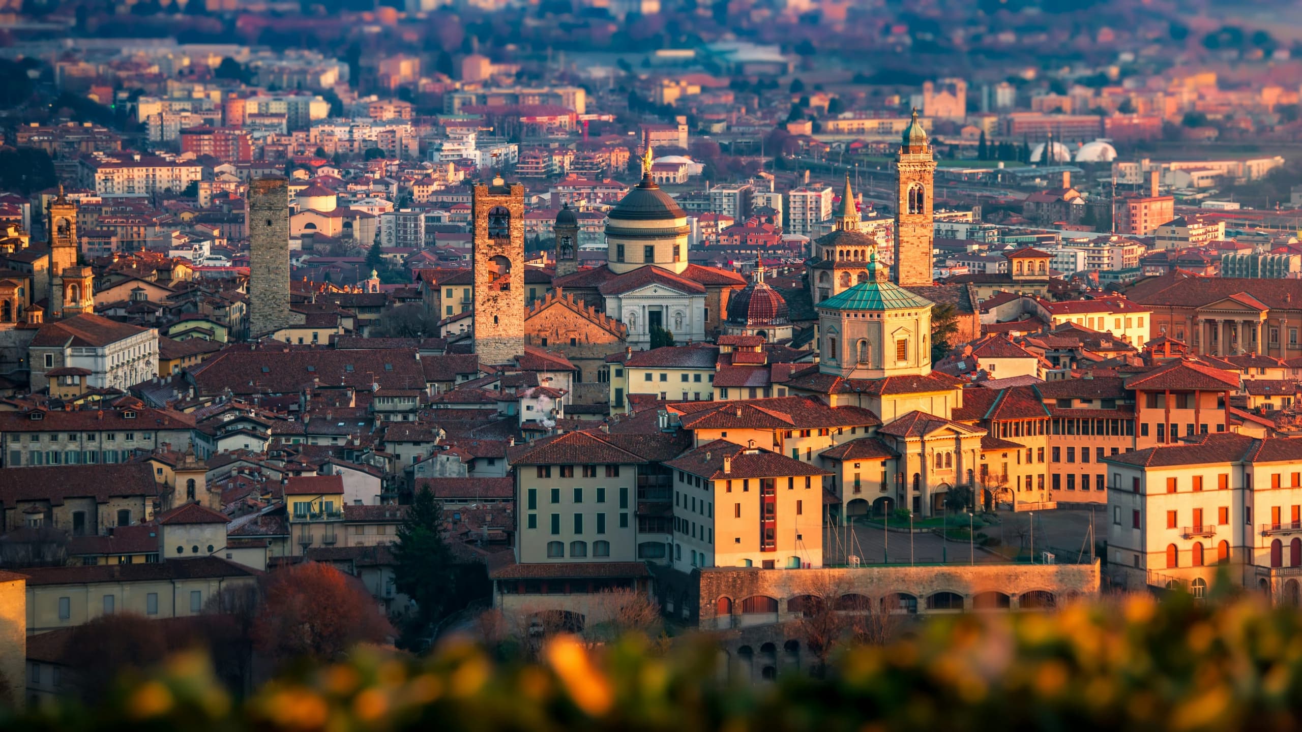 Città Alta di Bergamo al tramonto